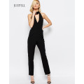 Neck Deep Plunge Büro Sexy Blackless Fashion Overall